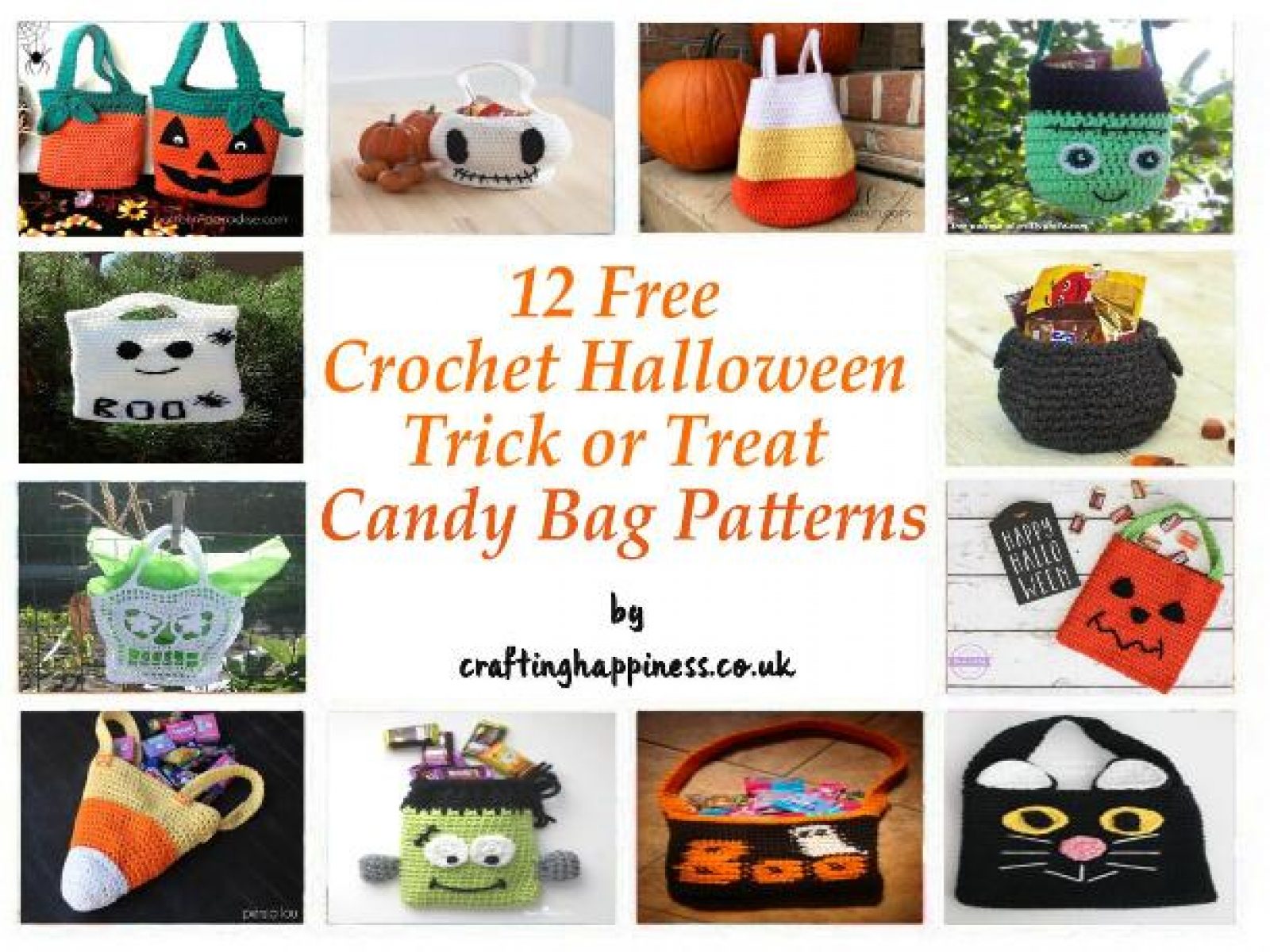 12 Free Crochet Halloween Trick or Treat Candy Bag Patterns