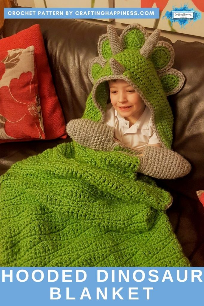 Hooded Dinosaur Blanket Pattern by Crafting Happiness PINTEREST POSTER 2