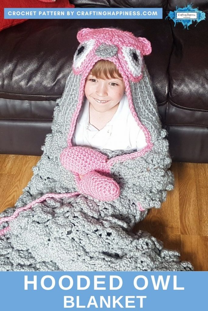 Hooded Owl Blanket by Crafting Happiness PINTEREST POSTER 2