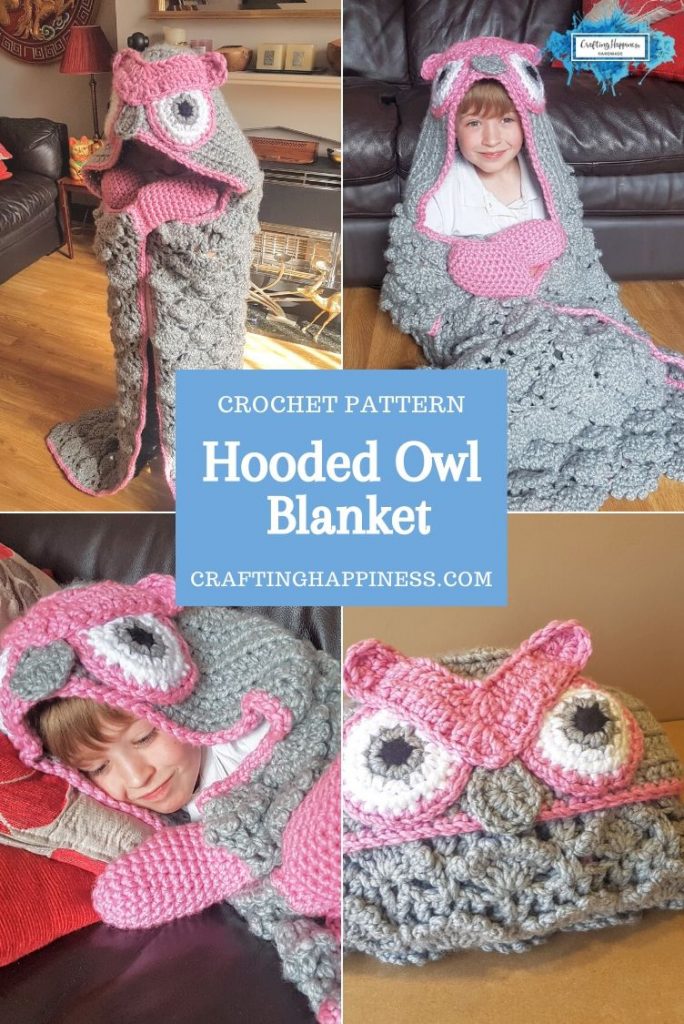 Hooded Owl Blanket by Crafting Happiness PINTEREST POSTER 3