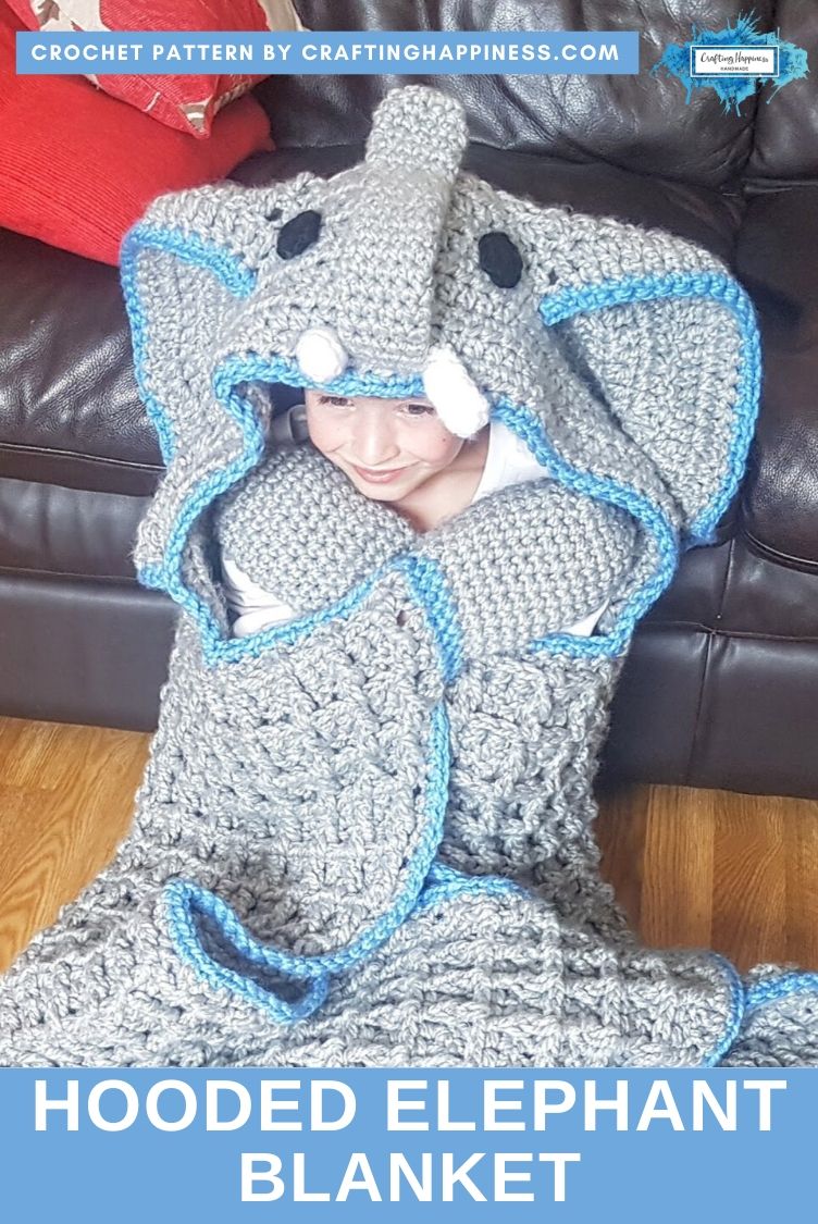 2in1 Safari Elephant Hooded Blanket Crochet Pattern Crafting Happiness