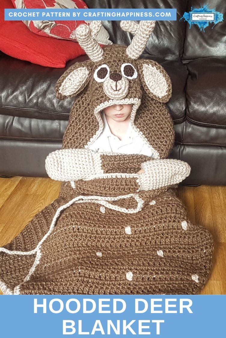 2in1 Woodland Deer Hooded Blanket Crochet Pattern Crafting Happiness
