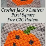 Crochet Jack o Lantern Pixel Square Free C2C Graph & Pattern