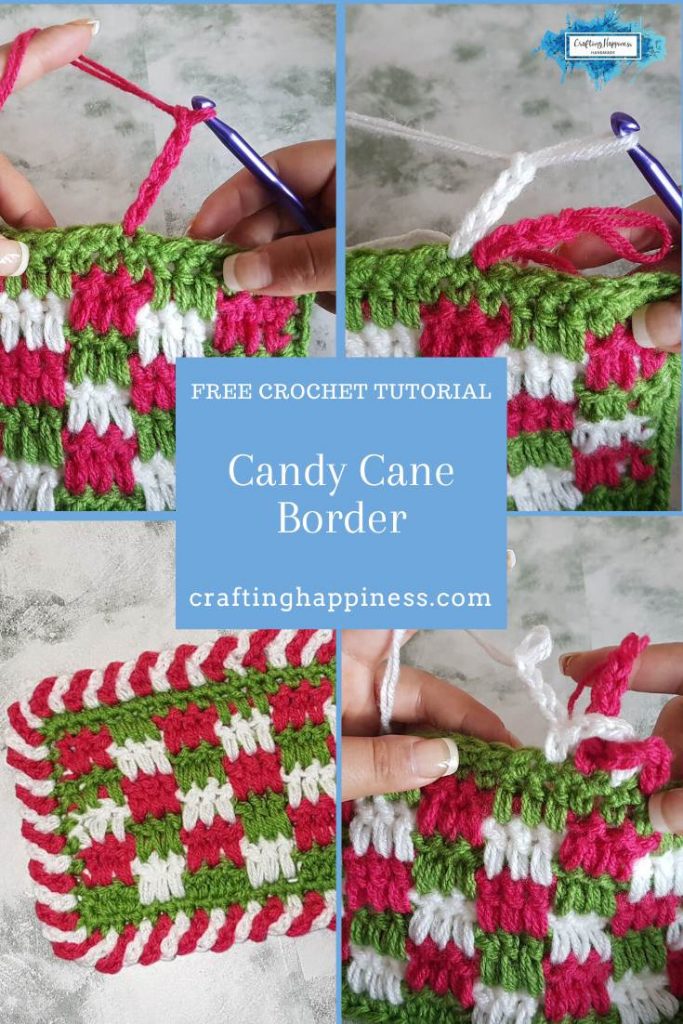 Easy Crochet Candy Cane Border For Beginners - Simple Crochet Border For Baby Blanket PINTEREST POSTER