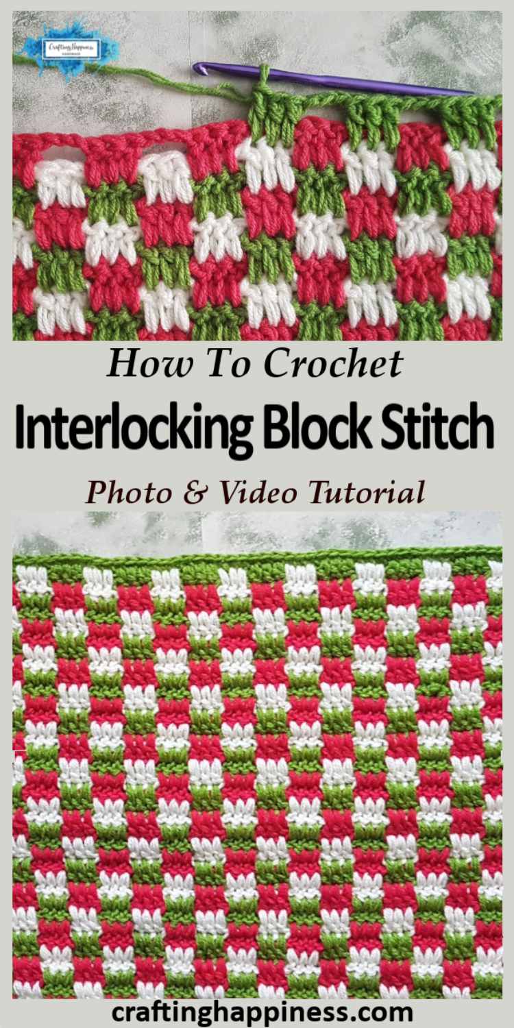 Interlocking Block Stitch (Plaid Stitch) Crafting Happiness