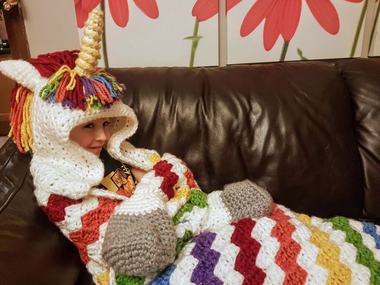 2in1 Rainbow Unicorn Hooded Blanket Crochet Pattern by Crafting Happiness A 10