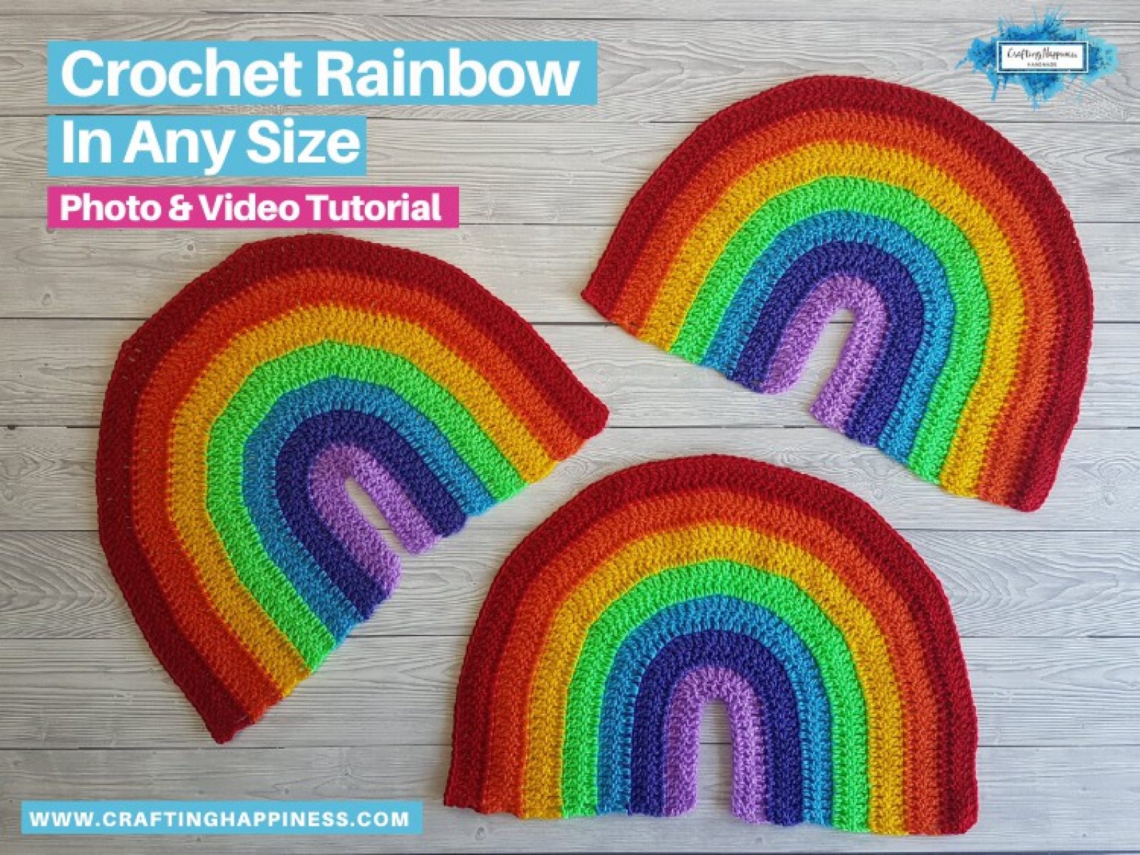 Set of 3 crochet rainbows