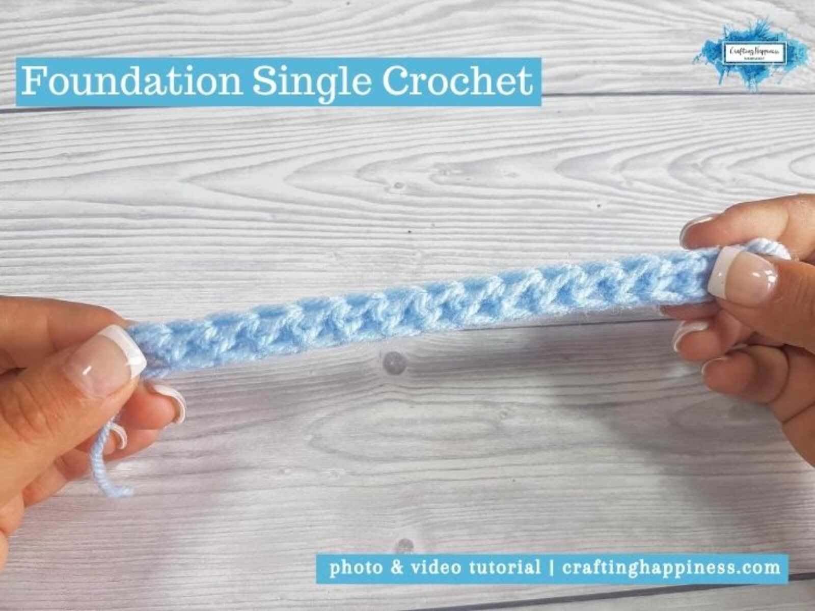 Foundation Single Crochet by Crafting Happiness FACEBOOK POSTER
