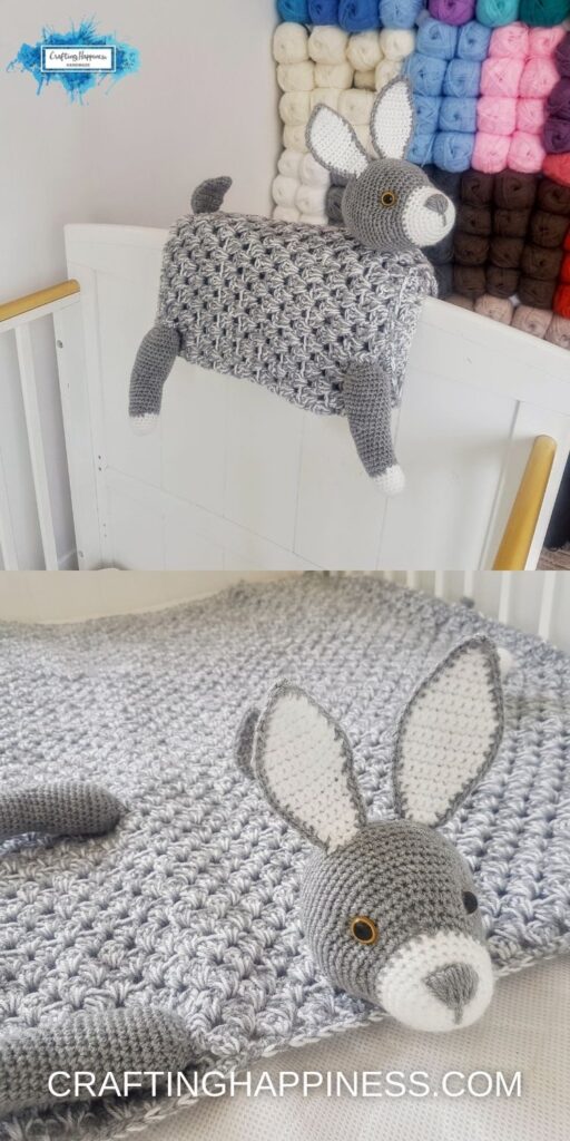 PIN 3 BLOG POSTER - Woodland Bunny Baby Blanket Crochet Pattern by Crating Happiness