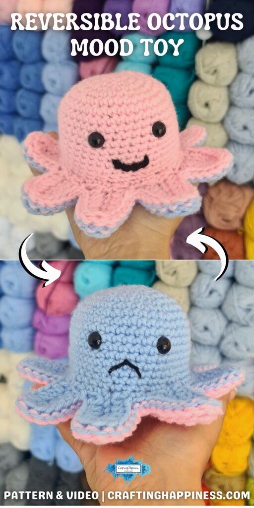 BLOG POSTER PIN 1 - Crochet Reversible Octopus Free Crochet Pattern by Crafting Happiness