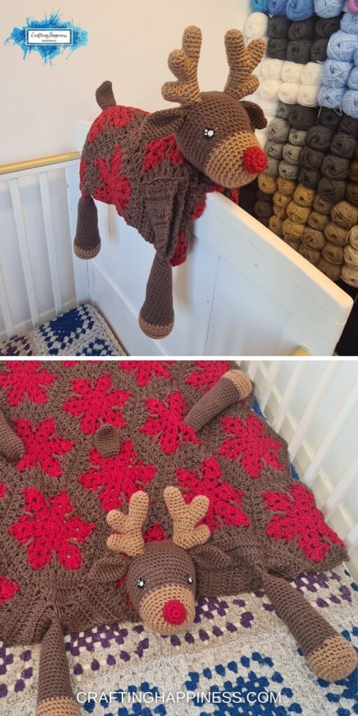 PIN 3 BLOG POSTER - Reindeer Baby Blanket Crochet Pattern by Crating Happiness