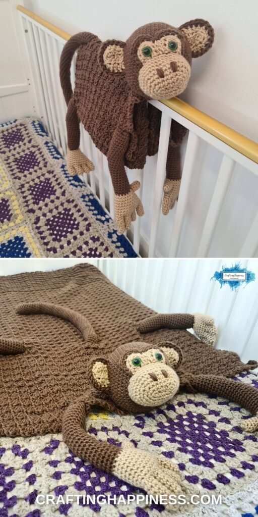 PIN 3 BLOG POSTER - Monkey Baby Blanket Crochet Pattern by Crating Happiness