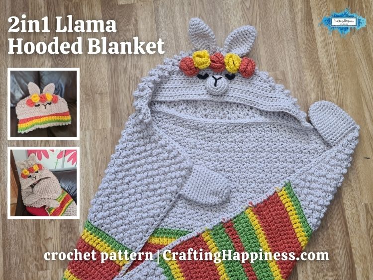 FACEBOOK BLOG POSTER 2in1 Llama Hooded Blanket Crafting Happiness