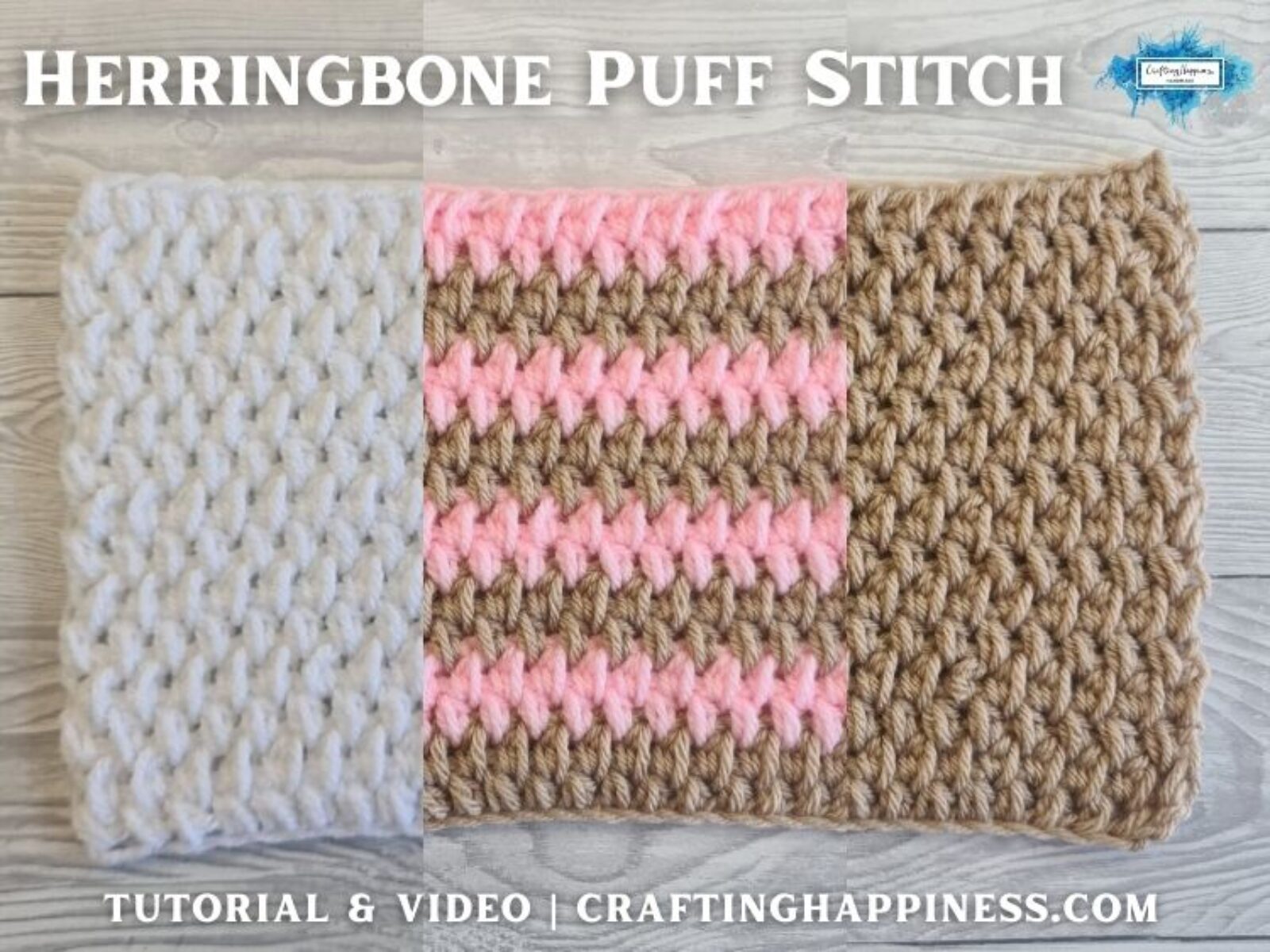 FB BLOG POSTER - Herringbone Puff Stitch Crafting Happiness