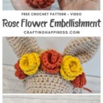 MAIN PIN BLOG POSTER - Easy Crochet Rose Flower Embellishment Crafting Happiness