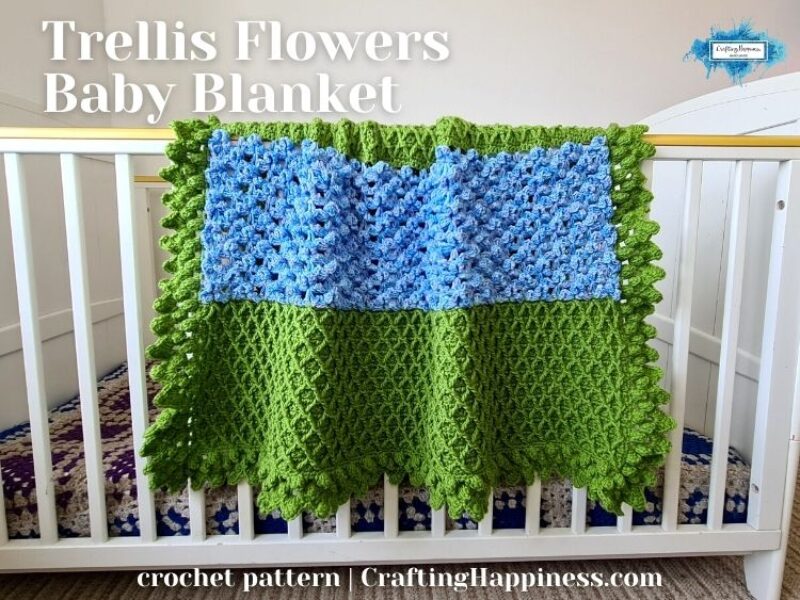 FACEBOOK BLOG POSTER - Trellis Flowers Baby Blanket Crafting Happiness