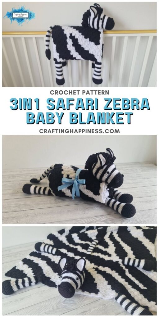 MAIN PINTEREST POSTER - 3in1 Safari Zebra Baby Blanket Crafting Happiness