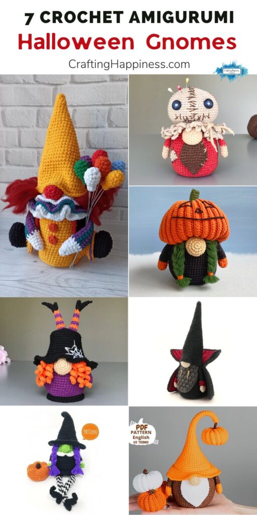 7 Crochet Amigurumi Halloween Gnomes PIN 2