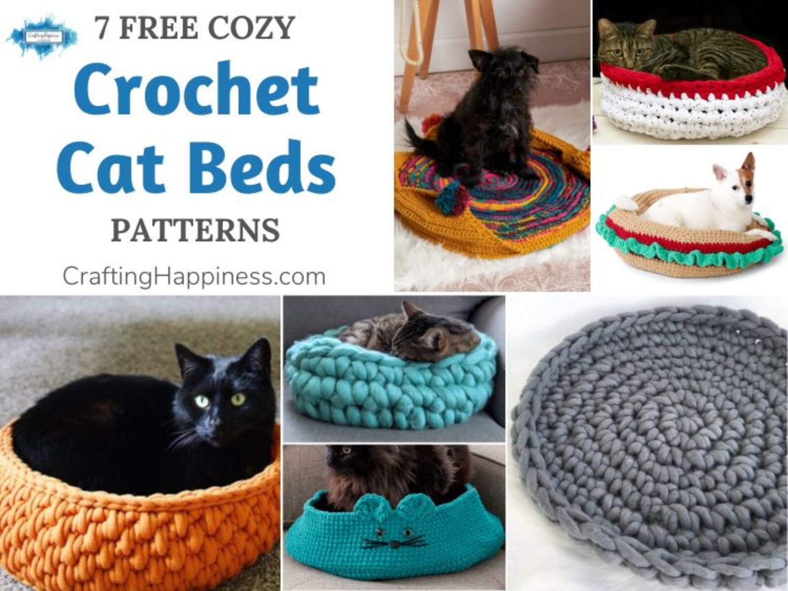 7 Free Cozy Cat Bed Crochet Patterns FB POSTER