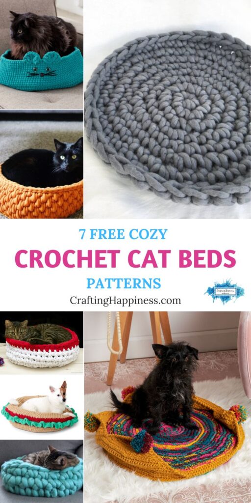 7 Free Cozy Cat Bed Crochet Patterns PIN 1