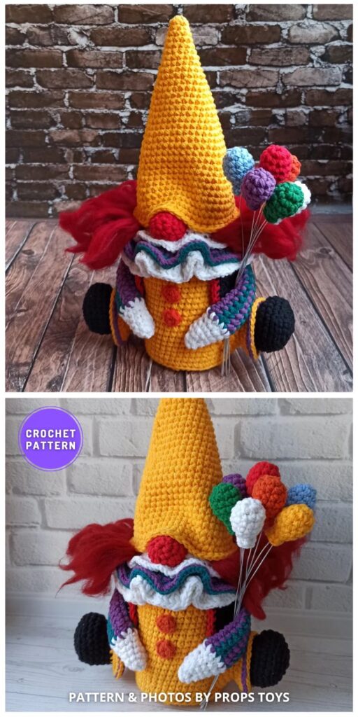Amigurumi Clown Gnome - 7 Crochet Amigurumi Halloween Gnome Patterns Ideas