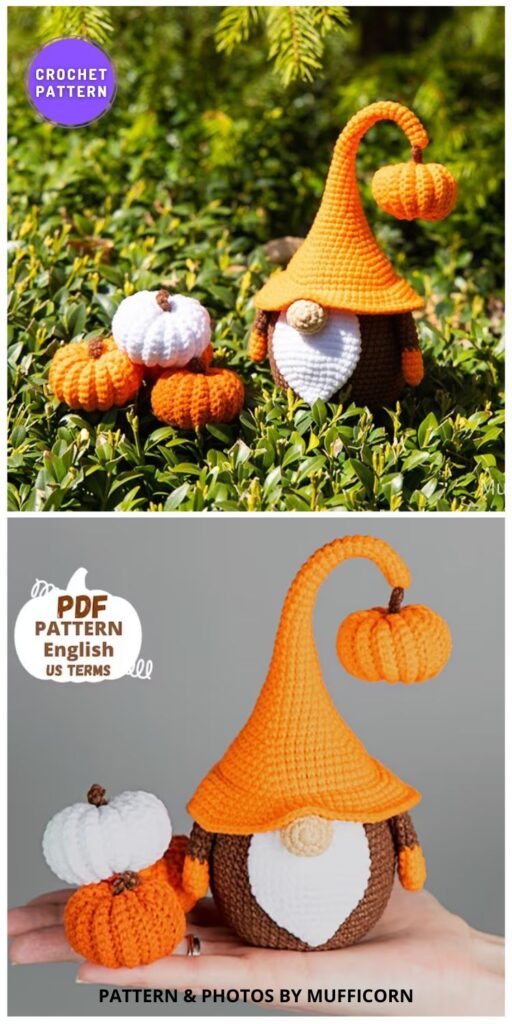 Amigurumi Pumpkin Gnome - 7 Crochet Amigurumi Halloween Gnome Patterns Ideas