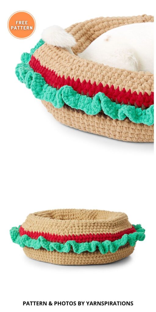 Bernat Crochet Burger Pet Bed - 7 Free Cozy Cat Bed Crochet Patterns