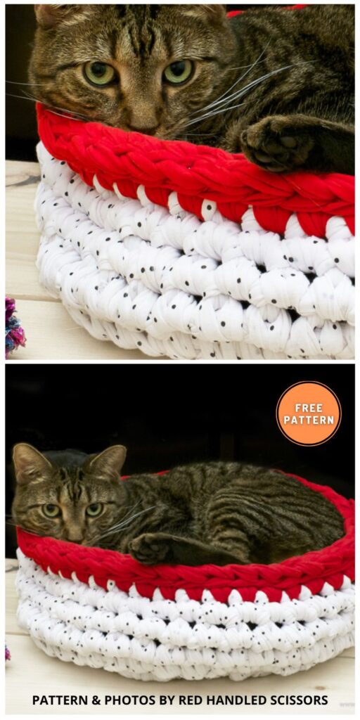 Super Bulky Crocheted Cat Bed - 7 Free Cozy Cat Bed Crochet Patterns