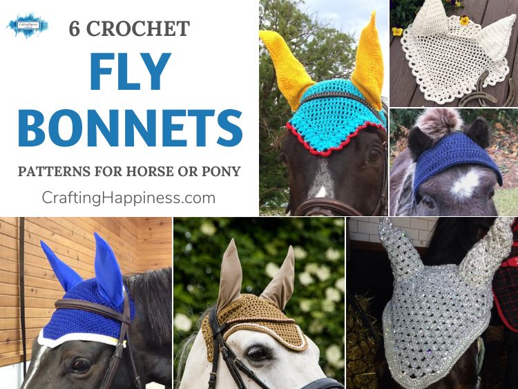 6 Crochet Fly Bonnet Patterns For Horse Or Pony FB POSTER