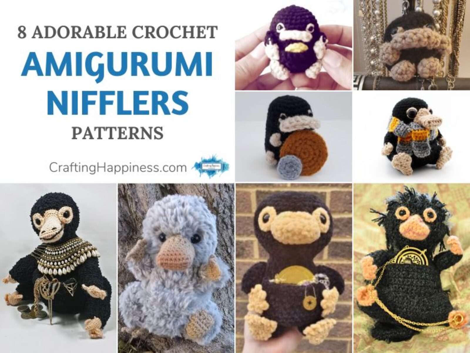 8 Adorable Crochet Amigurumi Niffler Patterns FACEBOOK POSTER