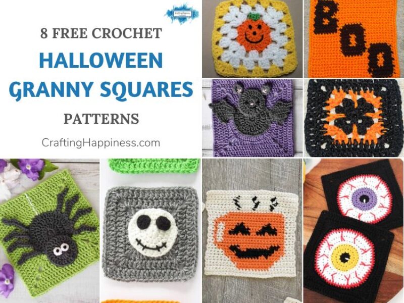 8 Free Crochet Halloween Granny Square Patterns FB POSTER