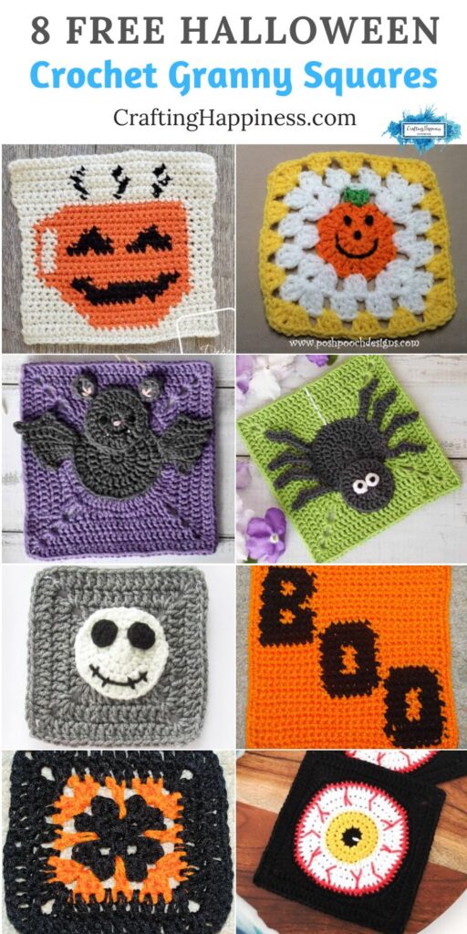 8 Free Halloween Crochet Granny Squares PIN 2