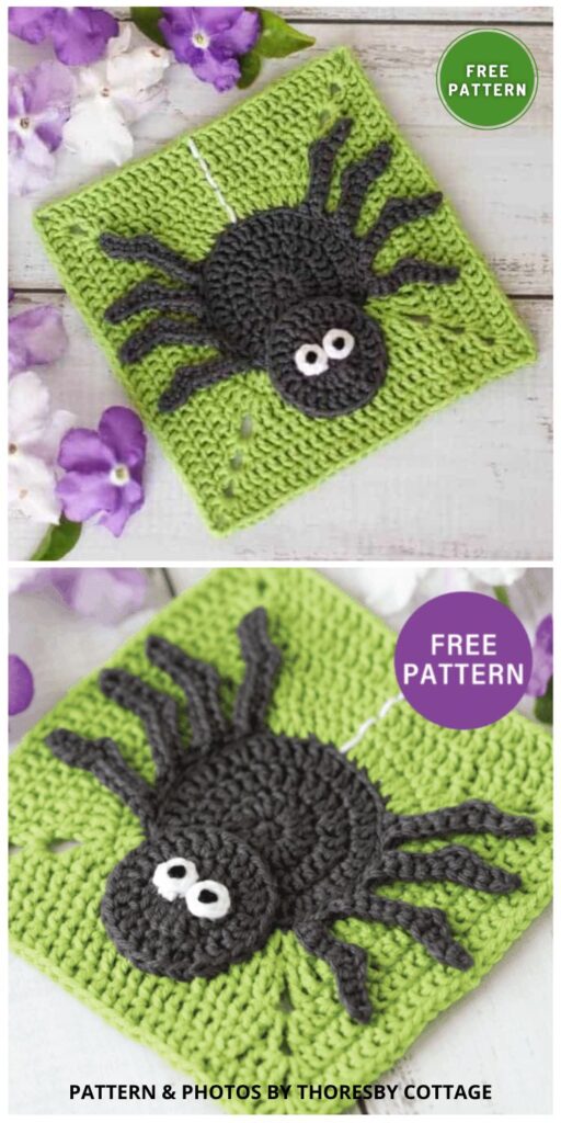 Creepy Crawly Granny Square - 8 Free Crochet Halloween Granny Square Patterns