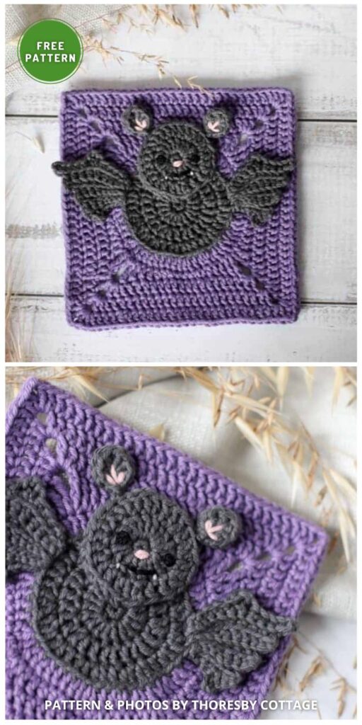 Crochet Bat Pattern - 8 Free Crochet Halloween Granny Square Patterns