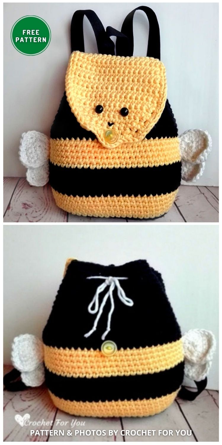 Crochet Bumble Bee Backpack - 7 Crochet Animal Backpack Patterns For Kids