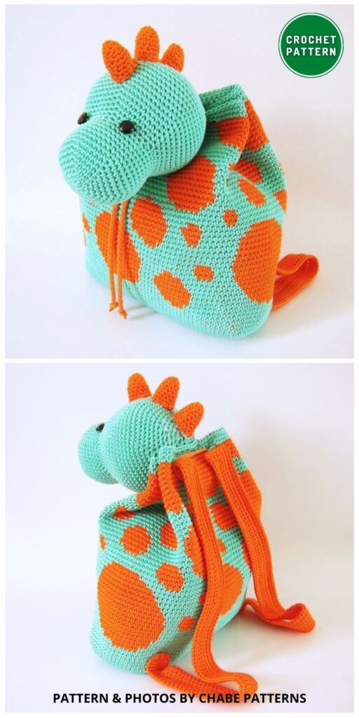 Crochet Dino Backpack - 7 Crochet Animal Backpack Patterns For Kids