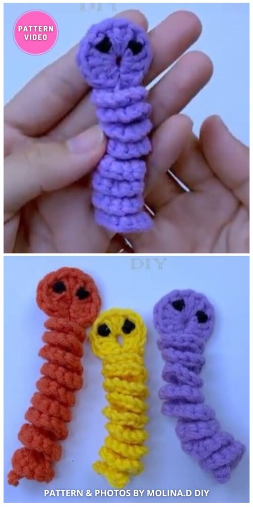Easy Crochet Worry Worm - 8 Free Easy Worry Worm Crochet Patterns