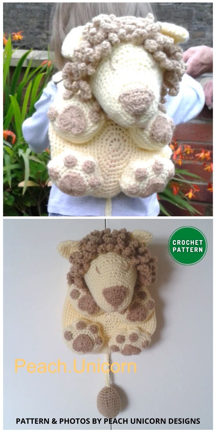 Lion Kid’s Backpack Bag - 7 Crochet Animal Backpack Patterns For Kids