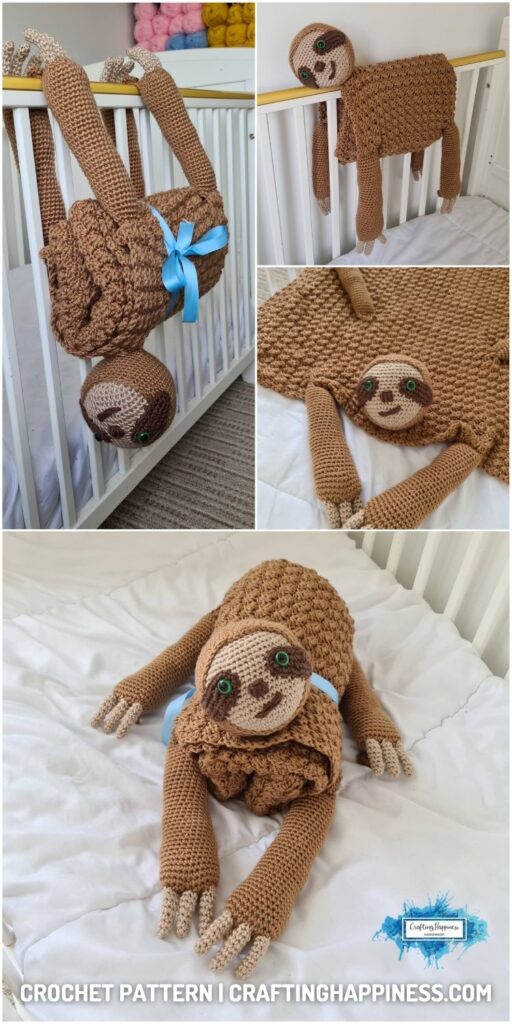 PIN 1 BLOG POSTER - Sloth Crochet Baby Blanket _ Crafting Happiness