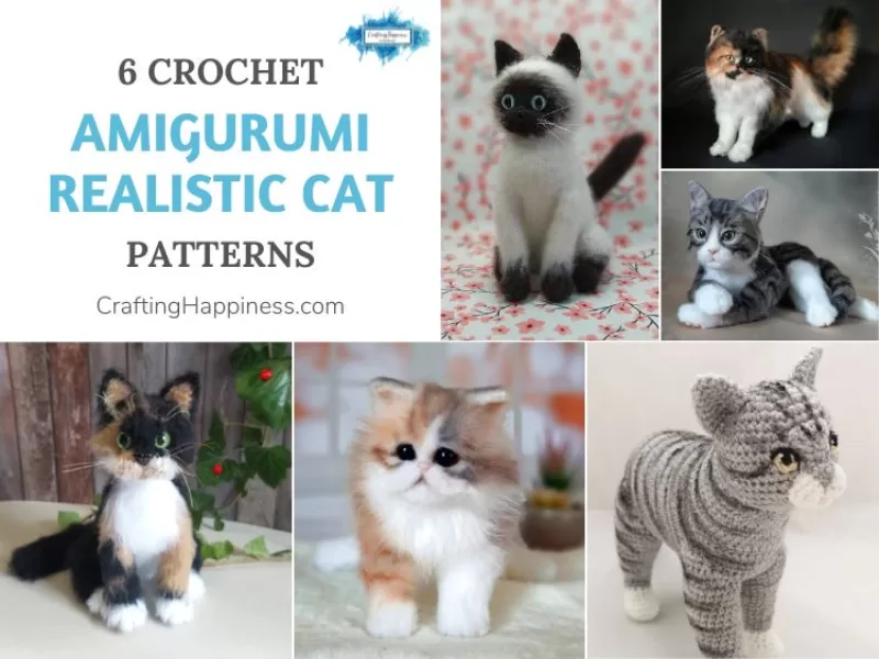 6 Crochet Amigurumi Realistic Cat Patterns FB POSTER