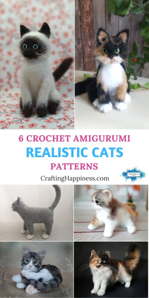 6 Crochet Amigurumi Realistic Cat Patterns PIN 1