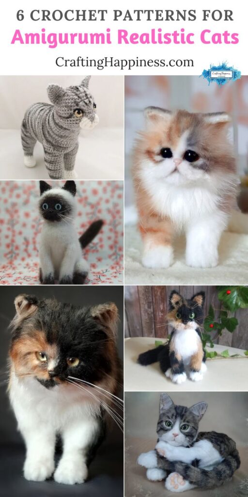6 Crochet Patterns For Amigurumi Realistic Cats PIN 2