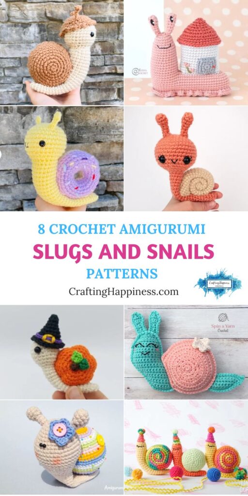 8 Crochet Amigurumi Slugs and Snails Patterns PIN 1
