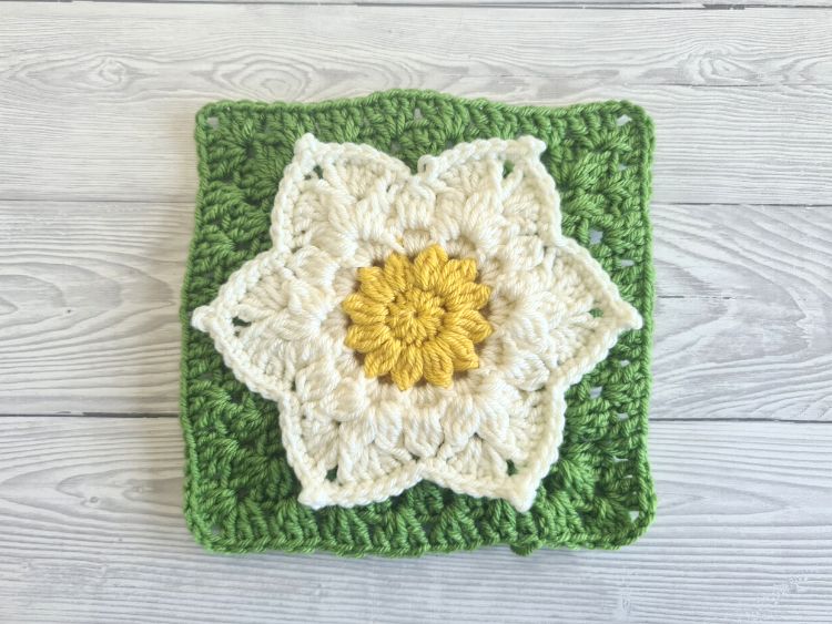 BLOG PHOTO 1 - White Waterlily Granny Square Blanket - Crafting Happiness