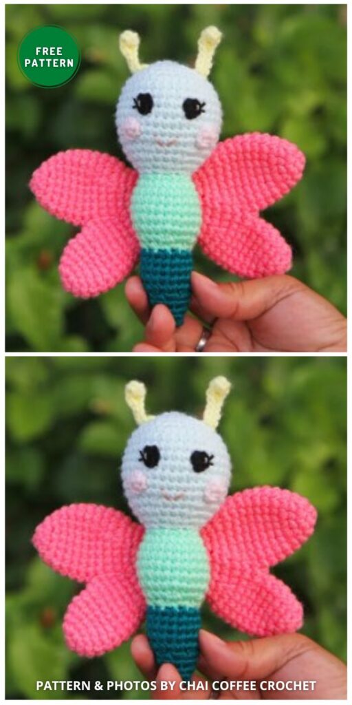 Bella the Butterfly Crochet Rattle - 7 Free Crochet Animal Rattle Patterns For Babies