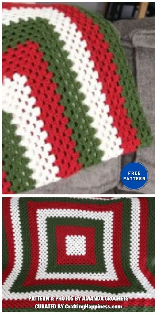 Christmas Granny Square Throw - 7 Crochet Christmas Baby Blanket Patterns To Try