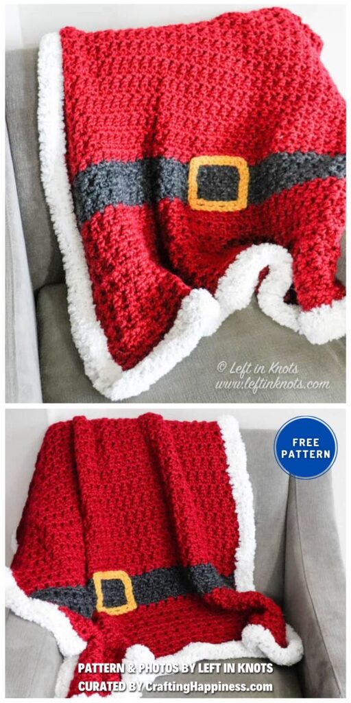 Crochet Santa's Blanket with Fur Border - 7 Crochet Christmas Baby Blanket Patterns To Try