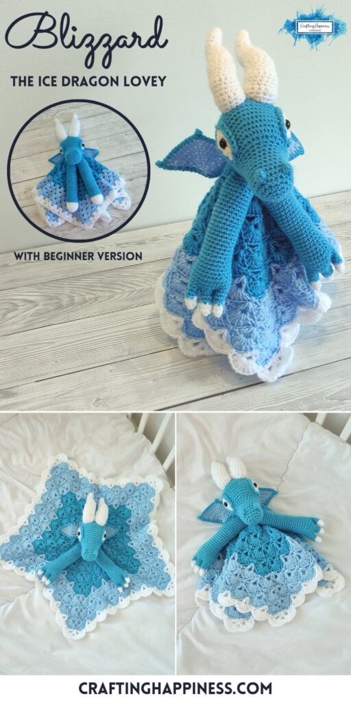 PIN 6 BLOG POSTER - Blizzard The Ice Dragon Baby Lovey Crafting Happiness