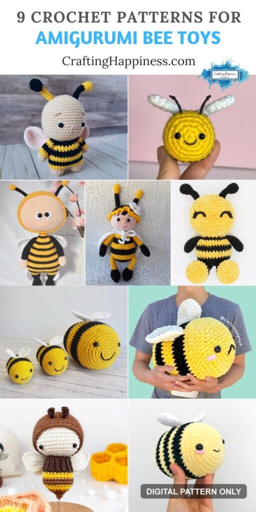 9 Crochet Patterns For Amigurumi Bee Toys PIN 2