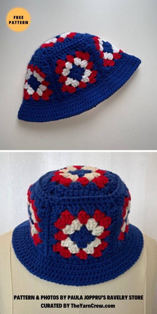 Granny Square Bucket Hat - 7 Crochet Granny Square Bucket Hat Patterns (2)